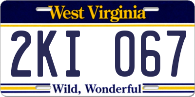 WV license plate 2KI067