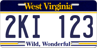 WV license plate 2KI123