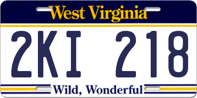 WV license plate 2KI218