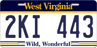 WV license plate 2KI443