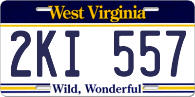 WV license plate 2KI557