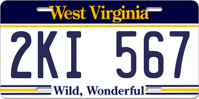 WV license plate 2KI567