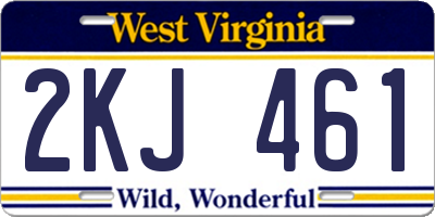 WV license plate 2KJ461