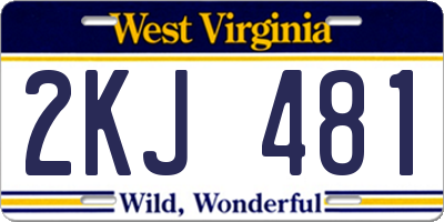 WV license plate 2KJ481