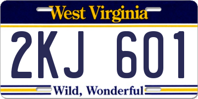 WV license plate 2KJ601