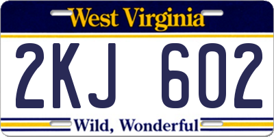 WV license plate 2KJ602