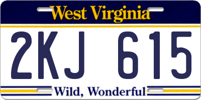 WV license plate 2KJ615