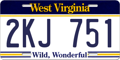 WV license plate 2KJ751