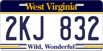 WV license plate 2KJ832