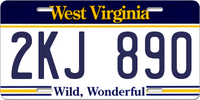 WV license plate 2KJ890