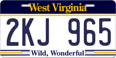 WV license plate 2KJ965