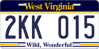 WV license plate 2KK015