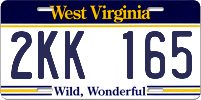 WV license plate 2KK165
