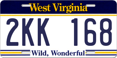 WV license plate 2KK168
