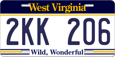 WV license plate 2KK206