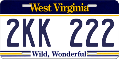 WV license plate 2KK222