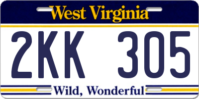 WV license plate 2KK305
