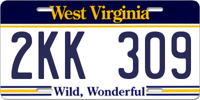 WV license plate 2KK309