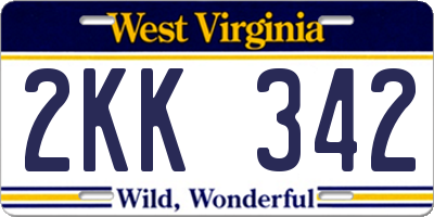 WV license plate 2KK342