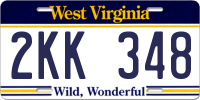 WV license plate 2KK348