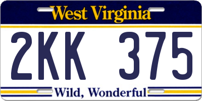 WV license plate 2KK375