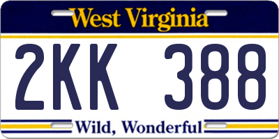 WV license plate 2KK388