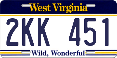 WV license plate 2KK451
