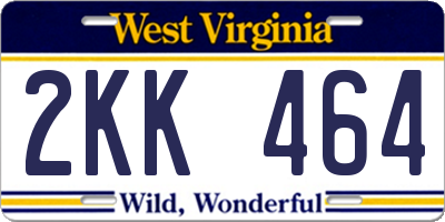 WV license plate 2KK464