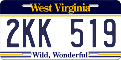 WV license plate 2KK519
