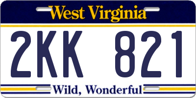 WV license plate 2KK821