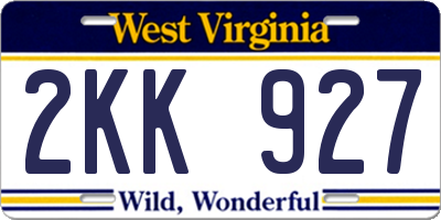 WV license plate 2KK927