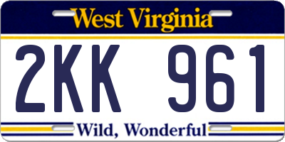 WV license plate 2KK961