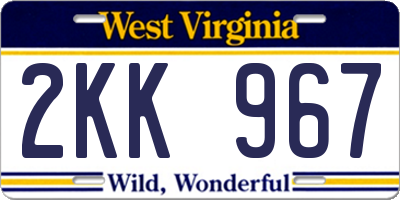 WV license plate 2KK967