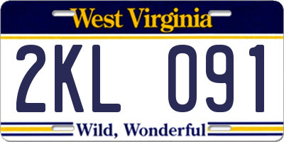 WV license plate 2KL091