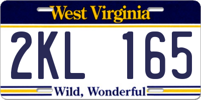 WV license plate 2KL165