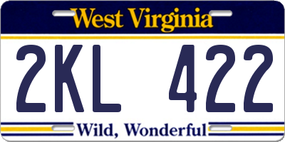 WV license plate 2KL422