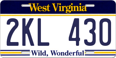 WV license plate 2KL430