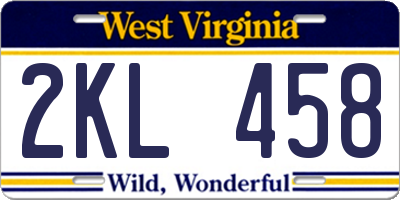 WV license plate 2KL458