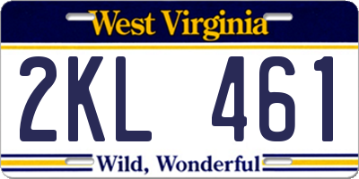 WV license plate 2KL461
