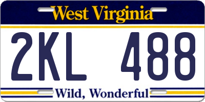 WV license plate 2KL488