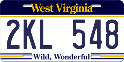 WV license plate 2KL548