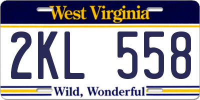WV license plate 2KL558