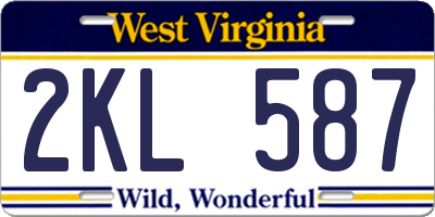 WV license plate 2KL587