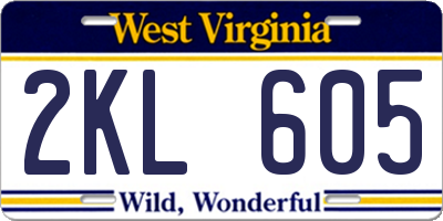 WV license plate 2KL605
