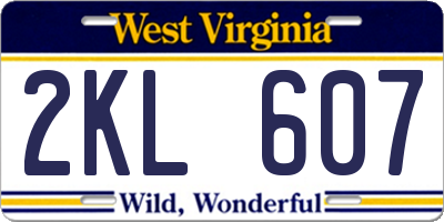 WV license plate 2KL607