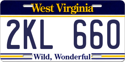 WV license plate 2KL660