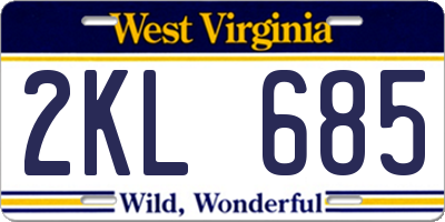 WV license plate 2KL685