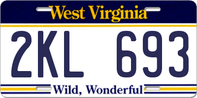 WV license plate 2KL693