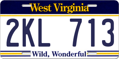 WV license plate 2KL713