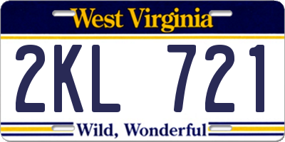 WV license plate 2KL721